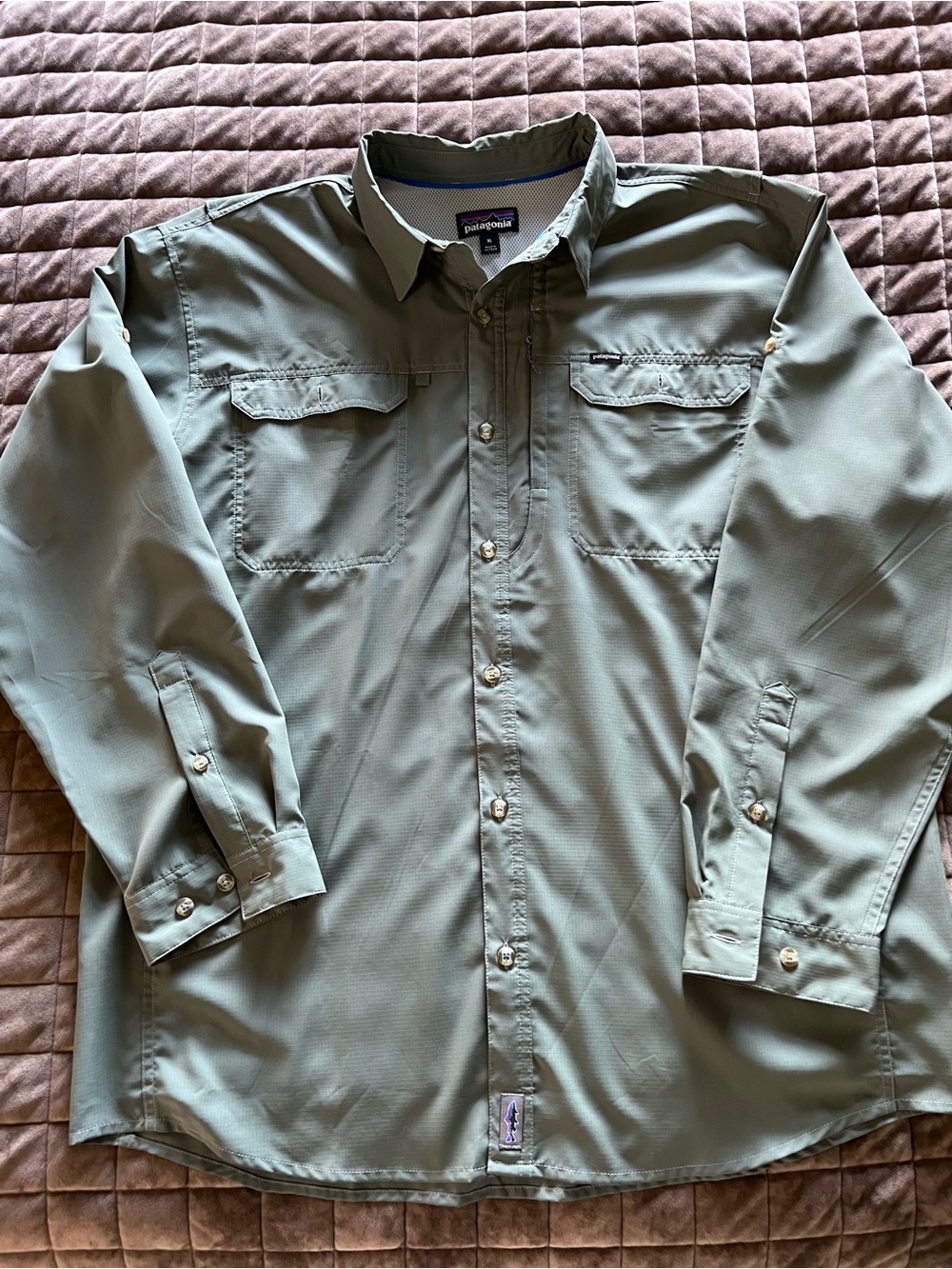 Patagonia Fitz Roy Men's XXL Long-Sleeve Button Up Fly Fishing Shirt Sage Green